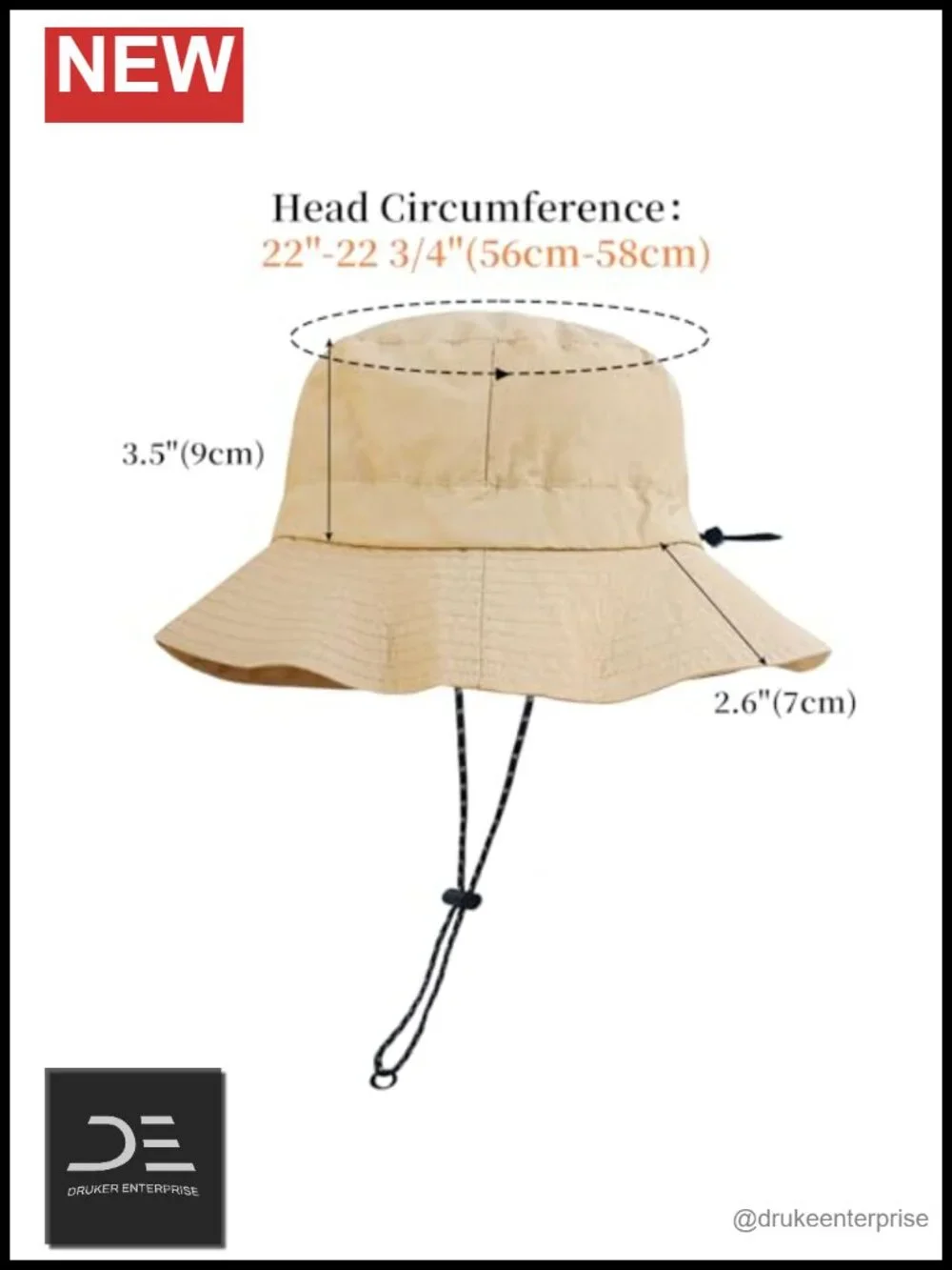 Packable Quick Dry Sun Bucket Hat with Detachable Chin Strap